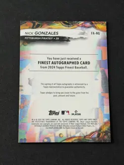 2024 Topps Finest Nick Gonzales Rc Rookie Auto Pittsburgh Pirates #FA-NG - Image 4