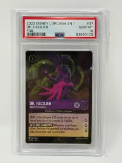 2023 DISNEY LORCANA EN 1 FOIL #37 DR. FACILIER - AGENT PROVOCATEUR PSA 10 - Image 1