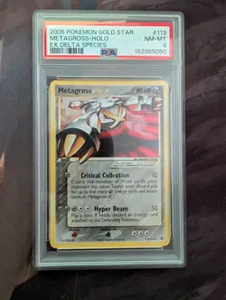 Pokemon Metagross - Holo Gold Star EX Delta Species Ultra Rare #113 PSA 8 NM-MT - Image 1