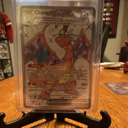 Pokemon Charizard Holo Rare Base Set 4/102 120 HP Fire Spin Card - Image 1