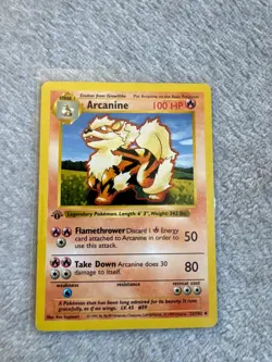 Pokemon Arcanine 1st Edition Base Set (Shadowless) Uncommon Card 23/102 1999 - Image 1