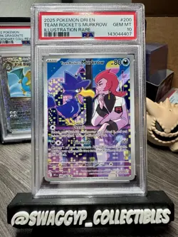 ◓Team Rocket's Murkrow 200/182 Destined Rivals-Pokemon Illustration Rare PSA 10◓ - Image 1