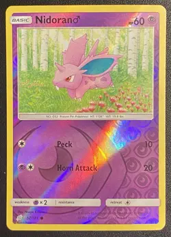 Nidoran Reverse Holo Common 57/181 Pokemon TCG Sun & Moon Team Up NM Free Ship - Image 1
