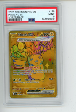 2025 Pokemon Prismatic Evolutions Pikachu EX 179/131 Hyper Rare PSA 9 MINT - Image 1