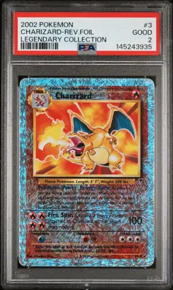 2002 POKEMON LEGEND COLL #3 CHARIZARD-REVERSE FOIL PSA 2 - Image 1