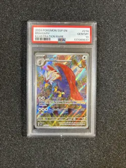 2024 Pokemon Surging Sparks EN Illustration Rare Braviary 214/191 🤩 PSA 10 🤩 - Image 1