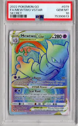 2022 Pokemon Go Full Art FA/Mewtwo VSTAR (Secret) #079 PSA 10 - Image 1
