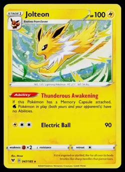 Jolteon 047/185 Cosmo Holo Promo Pokemon Near Mint - Image 1
