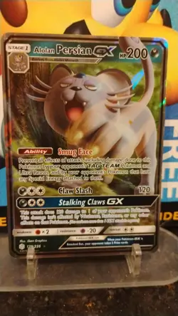 Alolan PERSIAN GX Cosmic Eclipse POKEMON Full-Art Holo 2019 Trading Card 129/236 - Image 1