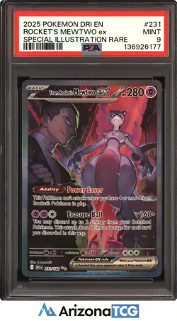 Pokemon 2025 Team Rocket's Mewtwo ex 231/182 SIR Destined Rivals PSA 9 - Image 1