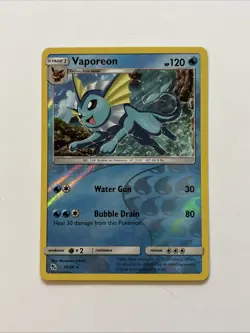 Vaporeon Rev Reverse Holo SM Hidden Fates Pokemon NM 18/68 Sun & Moon - Image 1