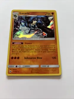 Lucario Holo SM Burning Shadows Pokemon NM 71/147 Sun & Moon - Image 1