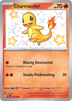 Pokemon - Charmander 109/091 Paldean Fates - Shiny Rare - NM - Image 4