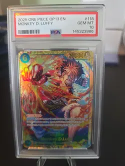 2025 One Piece TCG Carrying On His Will OP-13 Monkey D. Luffy #118 SEC PSA 10 - Image 1
