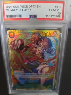 2025 One Piece TCG Carrying On His Will OP-13 Monkey D. Luffy #118 SEC PSA 10 - Image 3