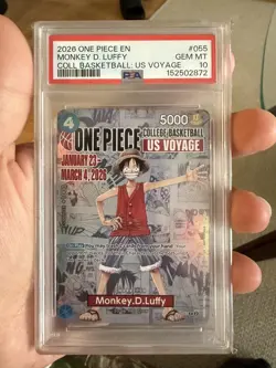 2026 ONE PIECE PROMOS COLLEGE BASKETBALL : US VOYAGE MONKEY D. LUFFY PSA 10 - Image 1