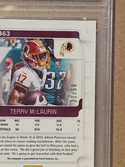 2019 Chronicles Score Signature Gold Zone /50 Terry McLaurin Rookie Auto PSA 10 - Image 4