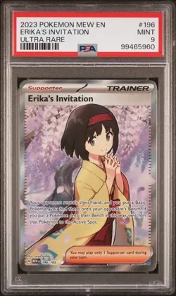 PSA 9 Erika's Invitation #196 2023 Pokemon Mew En-151 106097057 - Image 1