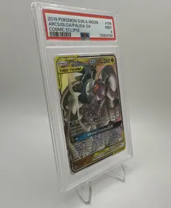 2019 POKEMON SUN & MOON COSMIC ECLIPSE #156 ARCEUS & DIALGA & PALKIA GX PSA 9 - Image 4