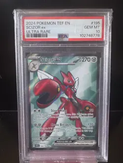 🔥2024 POKEMON TEF EN-TEMPORAL FORCES ULTRA RARE 195/162 SCIZOR EX - PSA 10🔥 - Image 1