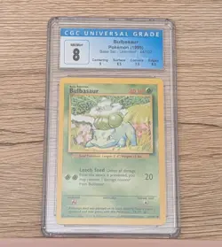 Bulbasaur 44/102 Base Set Unlimited Pokemon Card Graded CGC 8 NM Mint Subgrades - Image 1