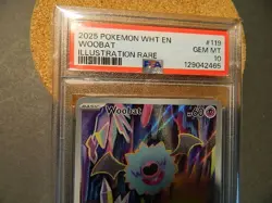 Woobat 119/086 Illustration Rare - Pokemon WHT SV10.5 PSA 10 GEM Mint - Image 3