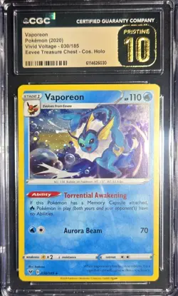 Pokemon TCG Vaporeon 030/185 Vivid Voltage Cosmos LOW POP CGC PRISTINE 10 - Image 1