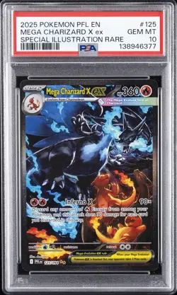 2025 POKEMON PFL EN-PHANTASMAL FLAMES #125 MEGA CHARIZARD X EX PSA 10 - Image 1