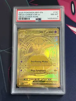 Pokemon TCG Mega Gardevoir ex 187/132 Me01: Mega Evolution Holo PSA 8 Hyper Rare - Image 1