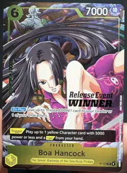 One Piece Boa Hancock OP-15 “Pre Release Event Winner” P-115 Holo Stamp English - Image 1