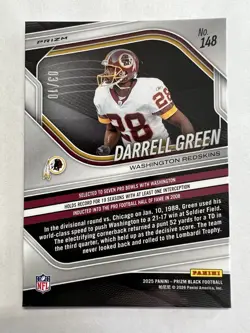 2025 Panini Prizm Black Darrell Green /10 Gold Prizm #148 Washington Redskin - Image 2