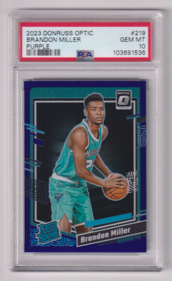2023-24 Donruss Optic Brandon Miller Rated Rookie Purple PSA 10 Gem Mint - Image 1