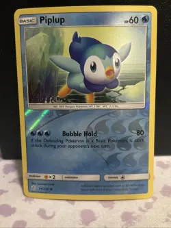 Piplup 54/236 Reverse Holo Card Sun & Moon - Cosmic Eclipse Pokemon TCG NM - Image 1