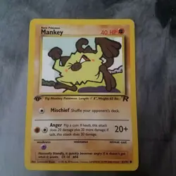1st Edition Mankey 61/82 Pokemon Team Rocket Card - Image 1