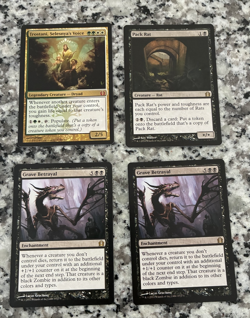 Pack Rat, Grave Betrayal X2, Trostani, Selesnya's Voice- Return to Ravnica: NM - Image 1