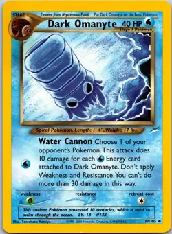 Pokemon TCG - DARK OMANYTE - 37/105 - UNLIMITED - NEO DESTINY VINTAGE- LP - Image 1