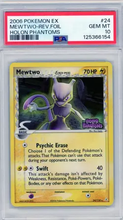 2006 Pokemon EX Holon Phantoms Mewtwo Reverse Holo #24 PSA 10 Gem Mint - Image 1