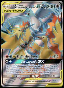 Pokemon Moltres & Zapdos & Articuno GX Ultra Rare Hidden Fates 66/68 NM Holo - Image 1