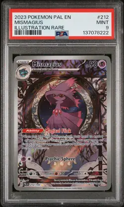 2023 POKEMON PAL EN-PALDEA EVOLVED ILLUSTRATION RARE #212 MISMAGIUS PSA 9 - Image 1