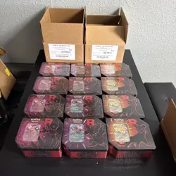 Pokemon TCG Destined Rivals - Team Rocket Tin Lot (12 Tins) Sealed - Image 1