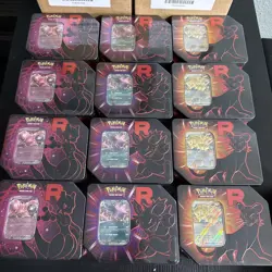 Pokemon TCG Destined Rivals - Team Rocket Tin Lot (12 Tins) Sealed - Image 2