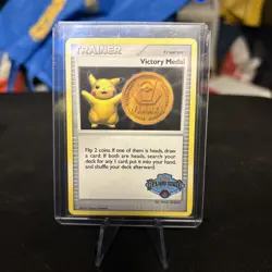 Victory Medal Gold 2009 - 2010 Spring Battle Road Trainer Pokemon Card Pikachu - Image 1