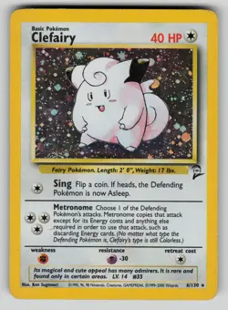Clefairy 6/130 Holo Rare Base Set 2 Pokemon MP - Image 1