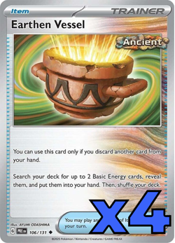 4x Earthen Vessel 106/131 Sv: Prismatic Evolutions PLAYSET x4 - Pokemon TCG - NM - Image 1