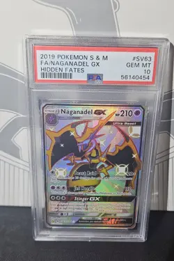 Pokemon Naganadel GX TCG SV63/SV94 Hidden Fates Full Art PSA 10 - Image 1