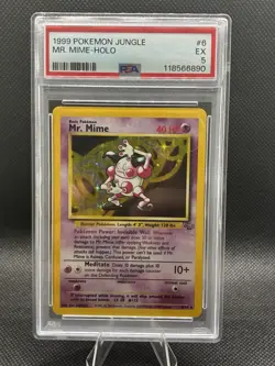 Pokemon 1999 Jungle Unlimited Holo Rare Mr. Mime 6/64 WOTC PSA 5 - Image 1