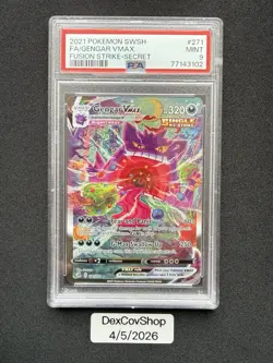 2021 POKEMON SWORD & SHIELD FUSION STRIKE SECRET #271 FULL ART/GENGAR VMAX PSA 9 - Image 1