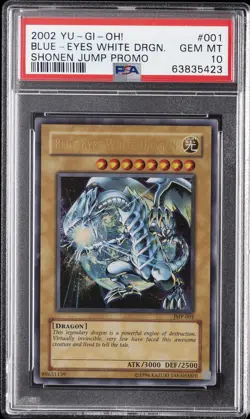 2002 YU-GI-OH! SHONEN JUMP PROMO #001 BLUE-EYES WHITE DRAGON PSA 10 - Image 1