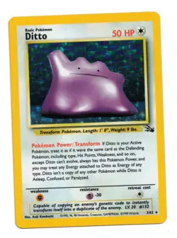 Pokemon Card: Ditto HOLO 3/62 Fossil Set Vintage Rare! EX - Image 1
