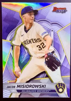 2025 Bowman's Best Jacob Misiorowski Top Prospects REFRACTOR #TP-12 Brewers - Image 1